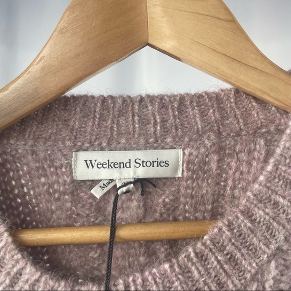 NWT Weekend Stories Alpaca Blend Antonia Cable‎ Crew Neck Pullover in Blush Pink - Picture 8 of 10